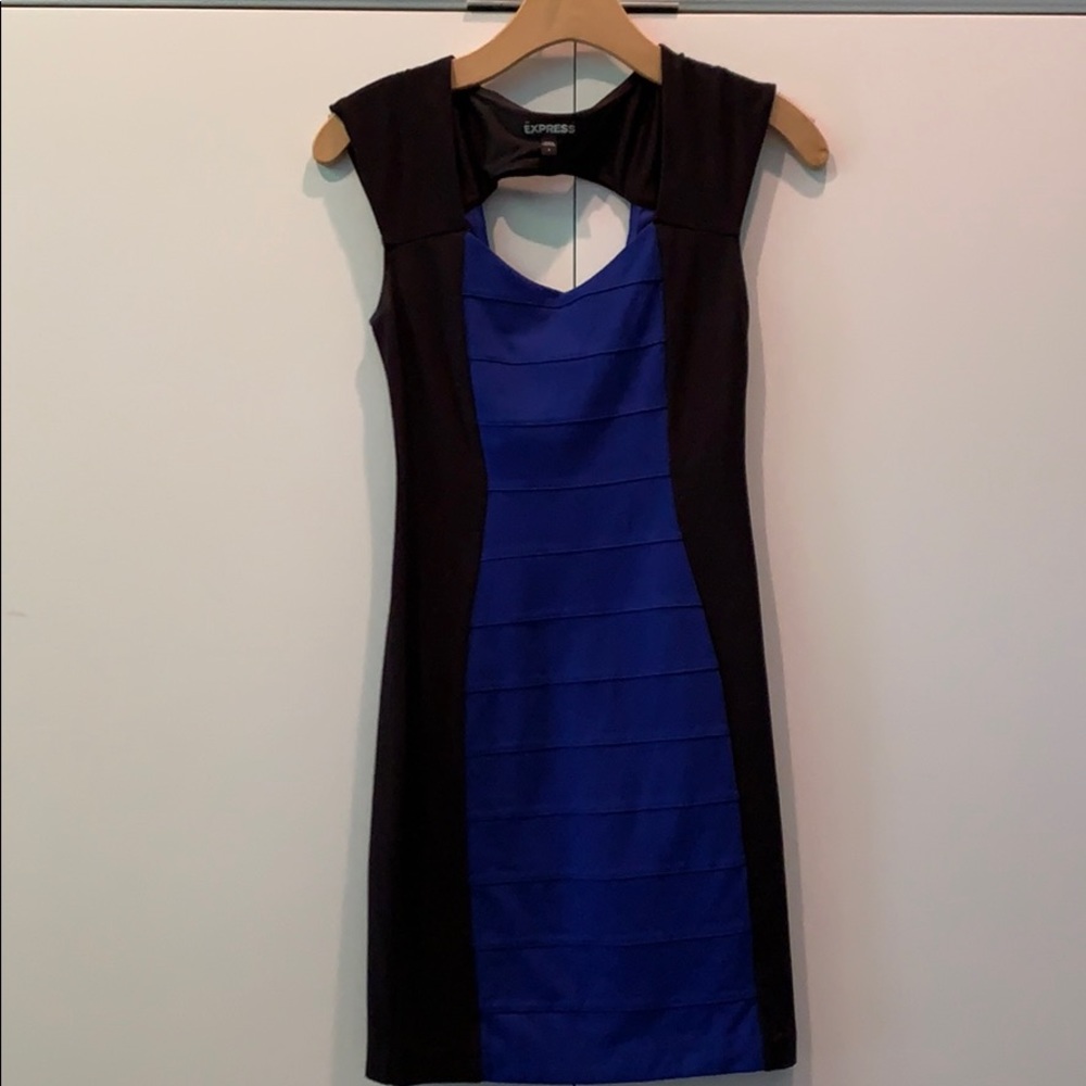 Black & Royal Blue Bodycon Dress